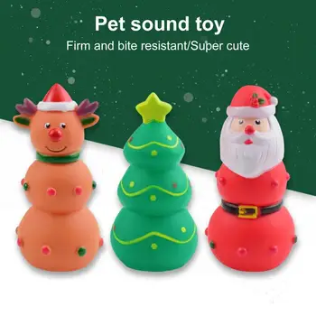 Интерактивная Рождественская Игрушка Для Домашних Животных, Устойчивая К Укусам, Для Чистки Зубов, Встроенная Звуковая Пищалка, Резиновая Игрушка Для Собак