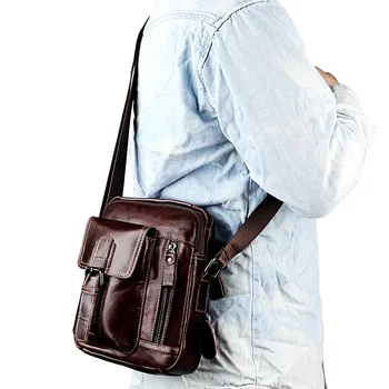 Классическая винтажная Мужская сумка через плечо из коровьей кожи, Деловая Мужская сумка через плечо, Высококачественная Дизайнерская сумка с ручкой Для мужчин, дорожная сумка