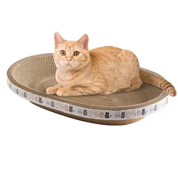Когтеточка для кошек овальной формы высокой плотности, картон для кошачьих царапин, Прочные и экологичные когтеточки для кошек