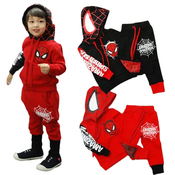 Комплекты одежды супергероев для маленьких мальчиков Пальто + брюки для малышей, костюмы из 2 предметов, детские повседневные спортивные костюмы, детская одежда