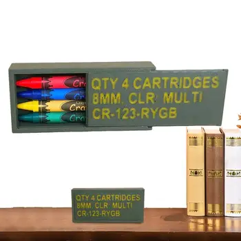 Коробка для карандашей Деревянный держатель для карандашей Многофункциональный органайзер для канцелярских принадлежностей Креативный подарок включает в себя 4 цветных карандаша