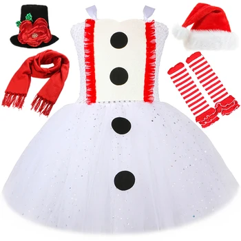 Костюм Снеговика Олафа, детские платья принцессы на Хэллоуин, Карнавальная вечеринка, Блестящие Белые платья для маленьких девочек, Рождественское платье-пачка, Одежда
