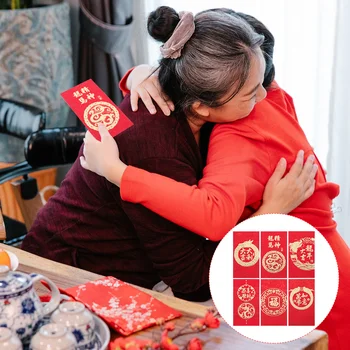 Красные конверты в китайском стиле Хунбао, Новогодние денежные пакеты, счастливые денежные мешки, Красные конверты с карманами (смешанный стиль)