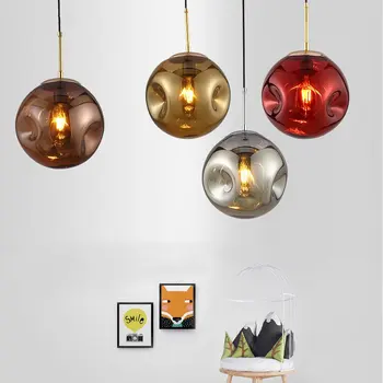 Креативные подвесные светильники в скандинавском стиле с разноцветными стеклянными шарами, освещение спальни, ресторана, столовой, кухни, подвесной светильник Home Decor E27