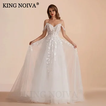 Кружевные свадебные платья трапециевидной формы с аппликацией KING Sweetheart для женщин 2024, свадебное платье в пол с открытыми плечами, Vestido De Novia