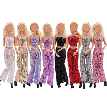 Кукольный домик Кукла Девочка Брючный костюм с блестками Кукла, одетая на 30 см Кукольная одежда Аксессуары Подарочные Игрушки для девочек своими руками