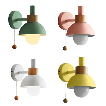 Лампа для прихожей в гостиной, скандинавский минимализм, современная прикроватная лампа для спальни, настенный светильник Macaron