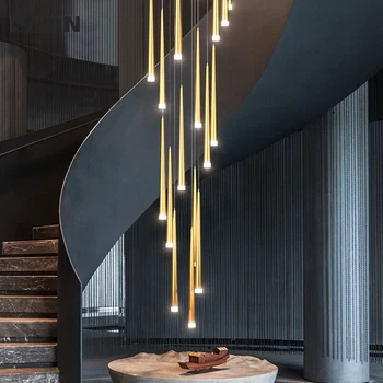 Лестничная люстра простой свет роскошное длинное двухуровневое здание вилла лофт квартира вращающаяся лестничная клетка 