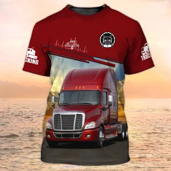 Летняя Мужская футболка Fun Truck Driver с 3D принтом, Повседневный Пуловер Оверсайз С Короткими Рукавами, Модная Уличная Мужская Одежда