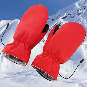 Лыжные перчатки с подогревом Водонепроницаемые Термоизолированные перчатки с USB подогревом для зимнего скалолазания на открытом воздухе пеших прогулок Катания на лыжах Грелка для рук с подогревом