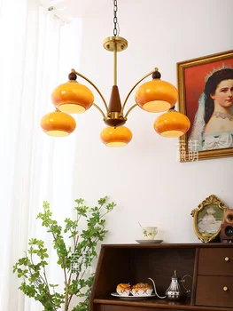 Люстра для гостиной из меди и хурмы в стиле античности, американский ретро орех, люстра для спальни, лампа для столовой