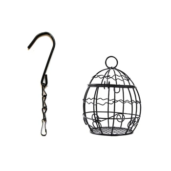 Металлическая плотная сетчатая садовая кормушка для птиц, Скворечник с крючком для кормления на открытом воздухе в саду 6XDE