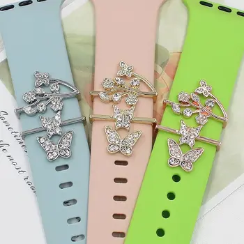 Металлические брелоки Украшение ремешка для часов Кольцо для Apple Бриллиантовое украшение для браслета Смарт-часов Аксессуары для силиконового ремешка