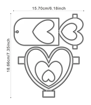 Металлические штампы для вырезания сердечек, карманный набор штампов для вырезания бумажных карточек с тиснением 