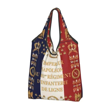 Милый французский наполеоновский флаг 85-го полка, переделанная сумка для покупок, портативная сумка для покупок через плечо