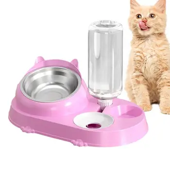 Миска для кошачьего корма и воды, Автоматический дозатор воды для кошачьей миски под углом 16 градусов, Съемные принадлежности для домашних животных с защитой от брызг Для жилых комнат
