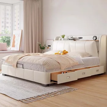 Многофункциональный органайзер для парной кровати, экономящий пространство, роскошная кровать для спальни размера Queen Size, современная мебель Camas De Casal De Luxo Nordic