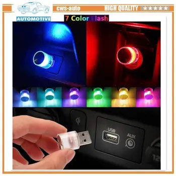 Многоцветный USB светодиодный мини-светильник для автомобиля, неоновая атмосфера, яркая лампа, аксессуар