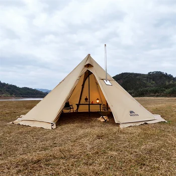 Модернизированная 5-метровая пирамидальная палатка большого размера со снежной юбкой с каминной трубой, походная палатка, походные тенты, Вигвам, Типи