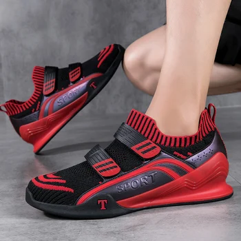 Мужская обувь для тяжелой атлетики, сетчатая дышащая обувь для тренировок по тяжелой атлетике, Молодежная противоскользящая обувь для фитнеса