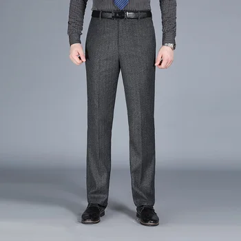 Мужские костюмные брюки 2023, Осенние Стрейчевые Облегающие Официальные брюки для мужчин, Модные Повседневные брюки в полоску, Мужские брюки, Одежда Z158