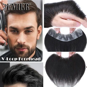 Мужской лоб, фронтальная V-образная петля, мужские парики, Тонкая кожа, искусственная основа, линия роста волос, система замены мужских волос, невидимое наращивание волос, Шиньон