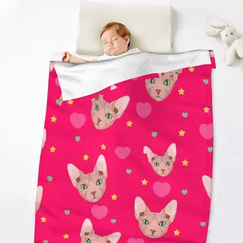 Мягкое одеяло для кошек Sphynx - Фланелевое Флисовое Плюшевое Теплое Уютное одеяло для домашних животных для мальчиков и девочек 32 * 48 дюймов
