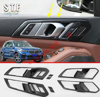 Накладка на внутреннюю дверную ручку из углеродного волокна для BMW X5 G05 2019 2020 автомобильные аксессуары наклейки
