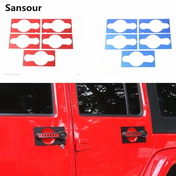 Наклейка для отделки дверных ручек автомобиля Sansour, пригодная для Jeep Wrangler 2007 Up, накладка на дверную ручку