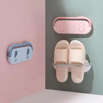 Настенные полки Полка для обуви в прихожей Складные самоклеящиеся тапочки для экономии места Подвесной держатель Органайзеры для обуви в ванной