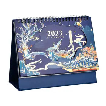 Настольный календарь Китайский Ретро календарь Ежедневное месячное расписание Орнамент Естественный пейзаж Настольный календарь Студенческие канцелярские принадлежности