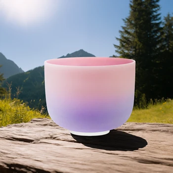 Настроенный на исцеляющую чакру звук СИТСАНГА, розово-голубая хрустальная поющая чаша, 8 дюймов, 440 Гц