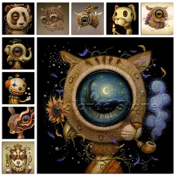Новая 5D Полноразмерная Алмазная картина, вышивка крестиком, Мультяшная Панда, пчела, собака, слон, кролик, инопланетянин, 3D Круглая Дрель, мозаика 006