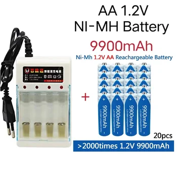 Новая аккумуляторная батарея AA 1.2V 9900 мАч NI-MH аккумулятор фонарик игрушечные часы MP3-плеер заменяет литиевую батарею + бесплатная доставка