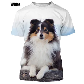 Новая милая мужская/женская модная футболка с 3D принтом собаки Шелти, повседневная футболка с круглым вырезом и короткими рукавами