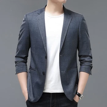 Новая мужская мода 2023 года, красивый банкетный Корейский вариант, Приталенный мужской костюм, простое пальто, деловой повседневный костюм Single West