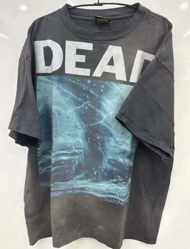 Новая футболка SAINT MICHAEL для мужчин и женщин 1:1, высококачественная футболка с принтом смертоносной молнии и торнадо, выстиранная футболка с коротким рукавом