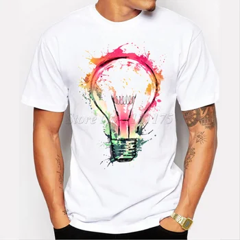 Новая цветная лампочка, дизайн мужской футболки, крутые модные топы, футболки с коротким рукавом