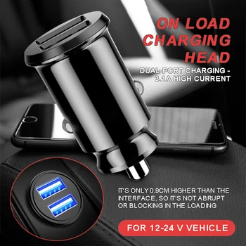 Новое поступление автомобильного зарядного устройства с двумя USB-разъемами, подходящего для iPhone Samsung, адаптера для прикуривателя, запасных частей для салона автомобиля