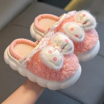 Новые детские хлопчатобумажные тапочки для малышей Зимние Детские теплые носки с бабочками Обувь для родителей и детей Милые плюшевые тапочки для детей