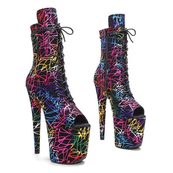 Новые модные женские современные ботинки для танцев на шесте 20 см/ 8 дюймов на платформе с высоким каблуком