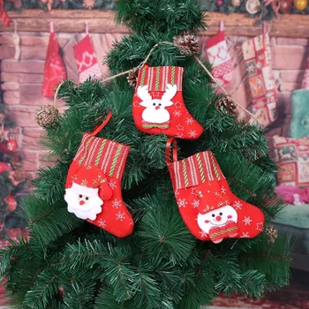 Новые рождественские украшения Маленький рождественский чулок Подвеска в виде елки Детская сумка для подарков