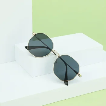 Новые солнцезащитные очки в металлической круглой оправе Трендовые ретро-полигональные солнцезащитные очки для путешествий и вождения Солнцезащитные очки для защиты от солнца
