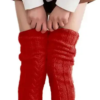 Носки с ворсом, вязаные носки, уютные стильные зимние чулки, толстые вязаные носки длиной выше колена с высокой эластичностью, обеспечивающие тепло.