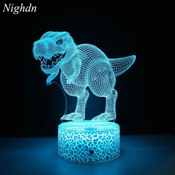 Ночной Динозавр 3D Illuiosn Лампа USB Подключаемый светодиодный ночник Прикроватное украшение спальни Подарок динозавра для мальчиков Детский ночник