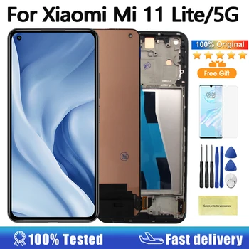 Оригинальный ЖК-дисплей Для Xiaomi Mi 11 Lite ЖК-дисплей M2101K9AG С Сенсорным Экраном и Цифровым Преобразователем В Сборе Для Xiaomi Mi 11 Lite 5G ЖК-дисплей