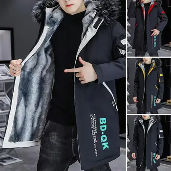 Осень и зима 2023, Новый модный тренд, длинная куртка с хлопковой подкладкой, мужская повседневная, свободная, плюс флисовое толстое теплое пальто большого размера