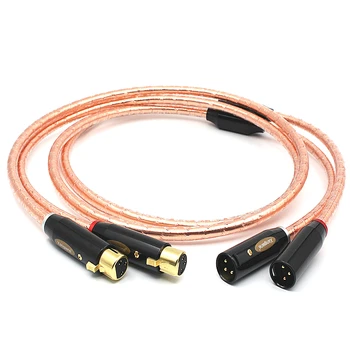 Пара фирменных 3-контактных балансных кабелей XLR OCC 24K с квадратным сердечником, медная аудиолиния HiFi