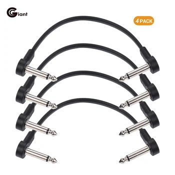 Педаль гитарных эффектов Ggiant AC-8 Плоские соединительные кабели длиной 6 дюймов с прямоугольными разъемами 1/4 дюйма Комплект соединительных кабелей 4 упаковки