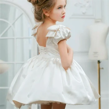 Платье с цветочным узором для девочки, прекрасный белый ангел с короткими рукавами, наклейка на бал принцессы, платья для первого причастия, детский подарок-сюрприз на день рождения